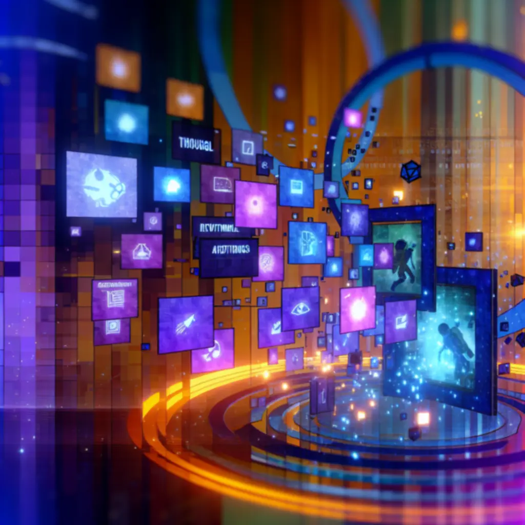 Ilustracja artykułów: siatka kart z tematami Portala i gamedevu