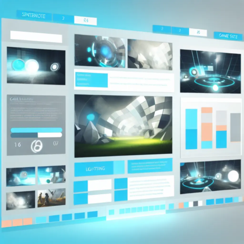 Nowoczesny interfejs recenzji z wykresami i ekranami z gier